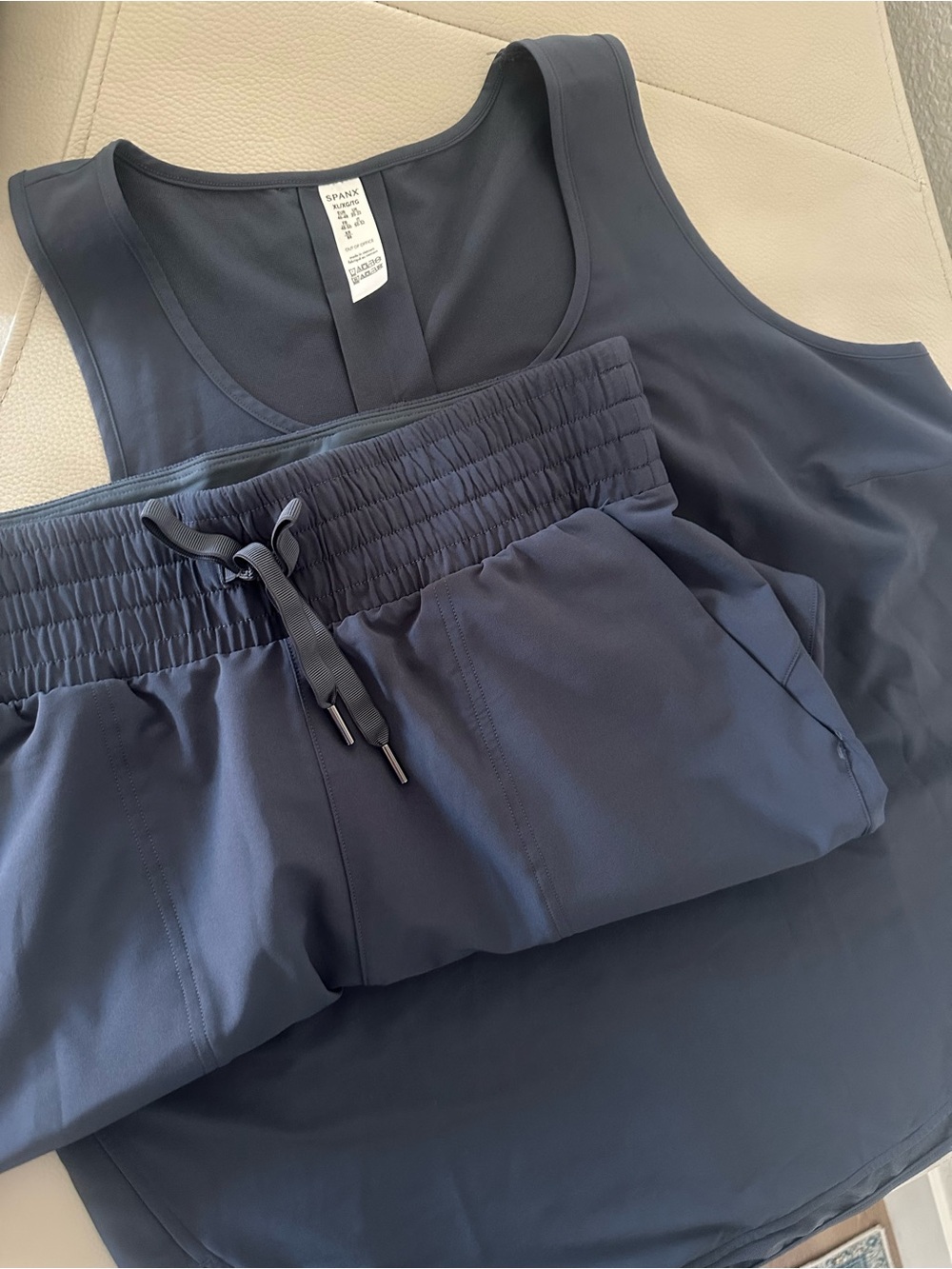 SPANX Steel Blue Tank Top and Drawstring Joggers Set nwot